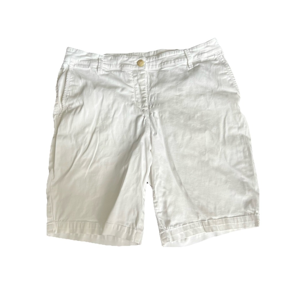 Tommy Bahama White Cotton Lyocell Blend Bermuda Shorts Size 14 Womens Casual